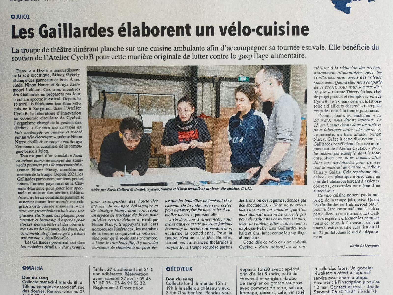 Les Gaillardes élaborent un vélo-cuisine – L&rsquo;Angérien Libre 2024