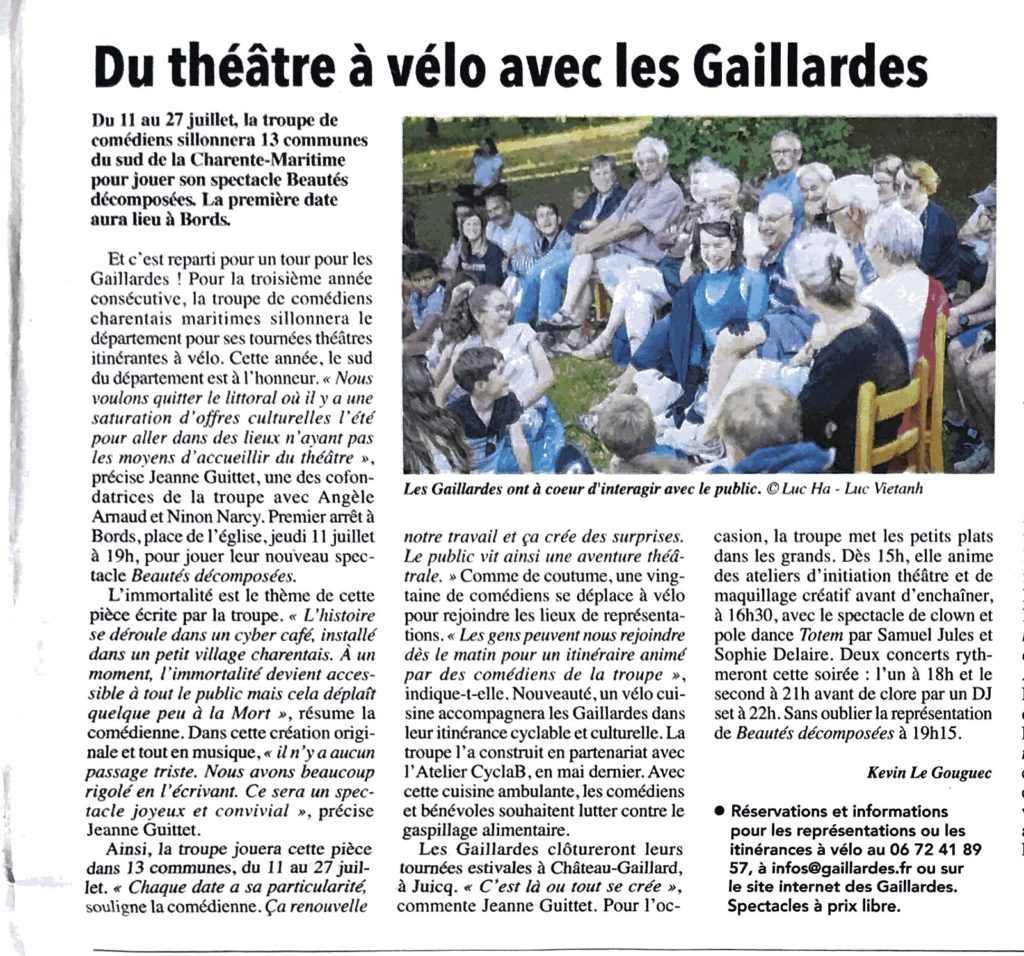 Article de presse Les Gaillardes 2024 - L'Angérien Libre