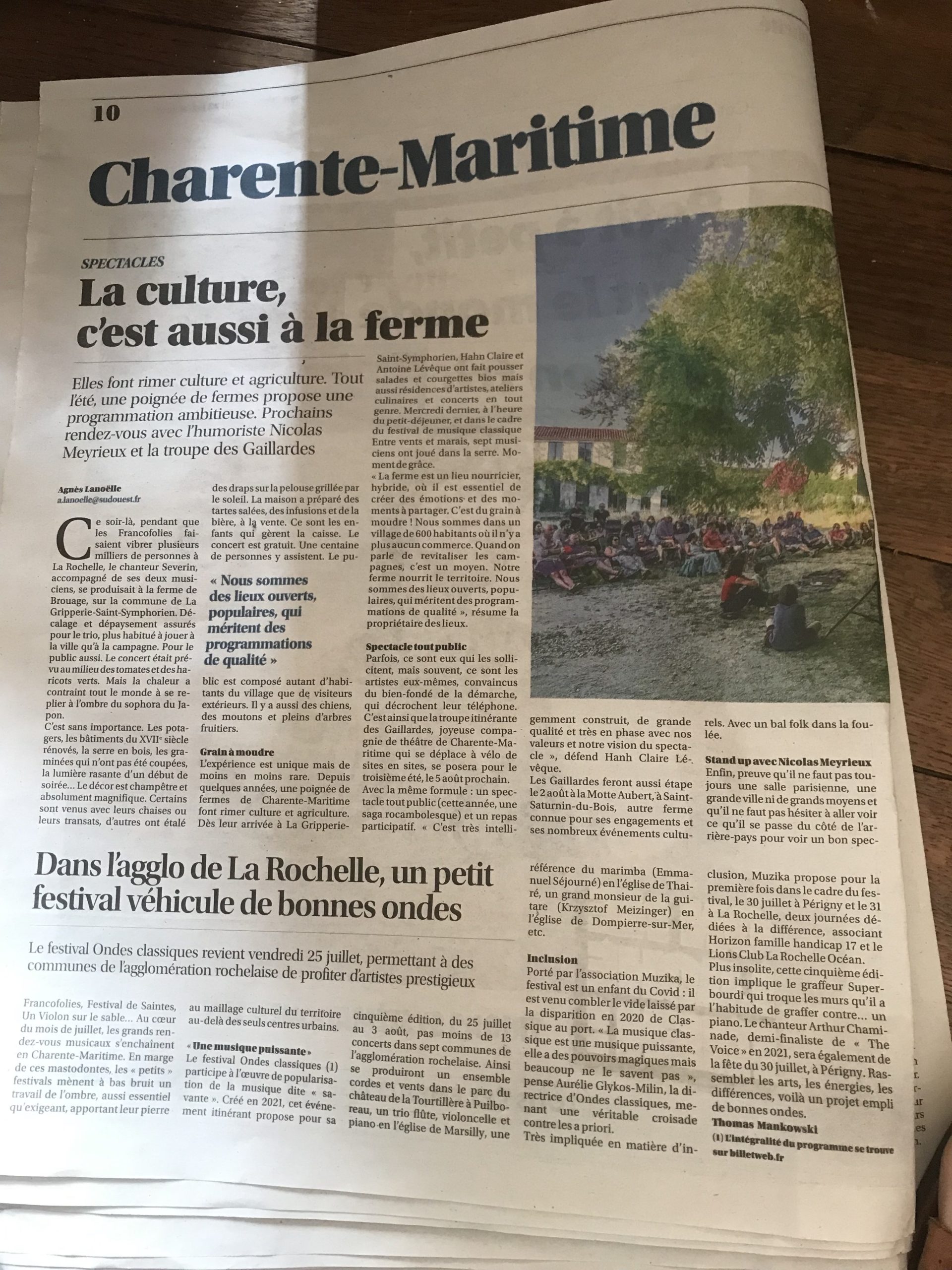 La culture, c&rsquo;est aussi à la ferme – Sud Ouest